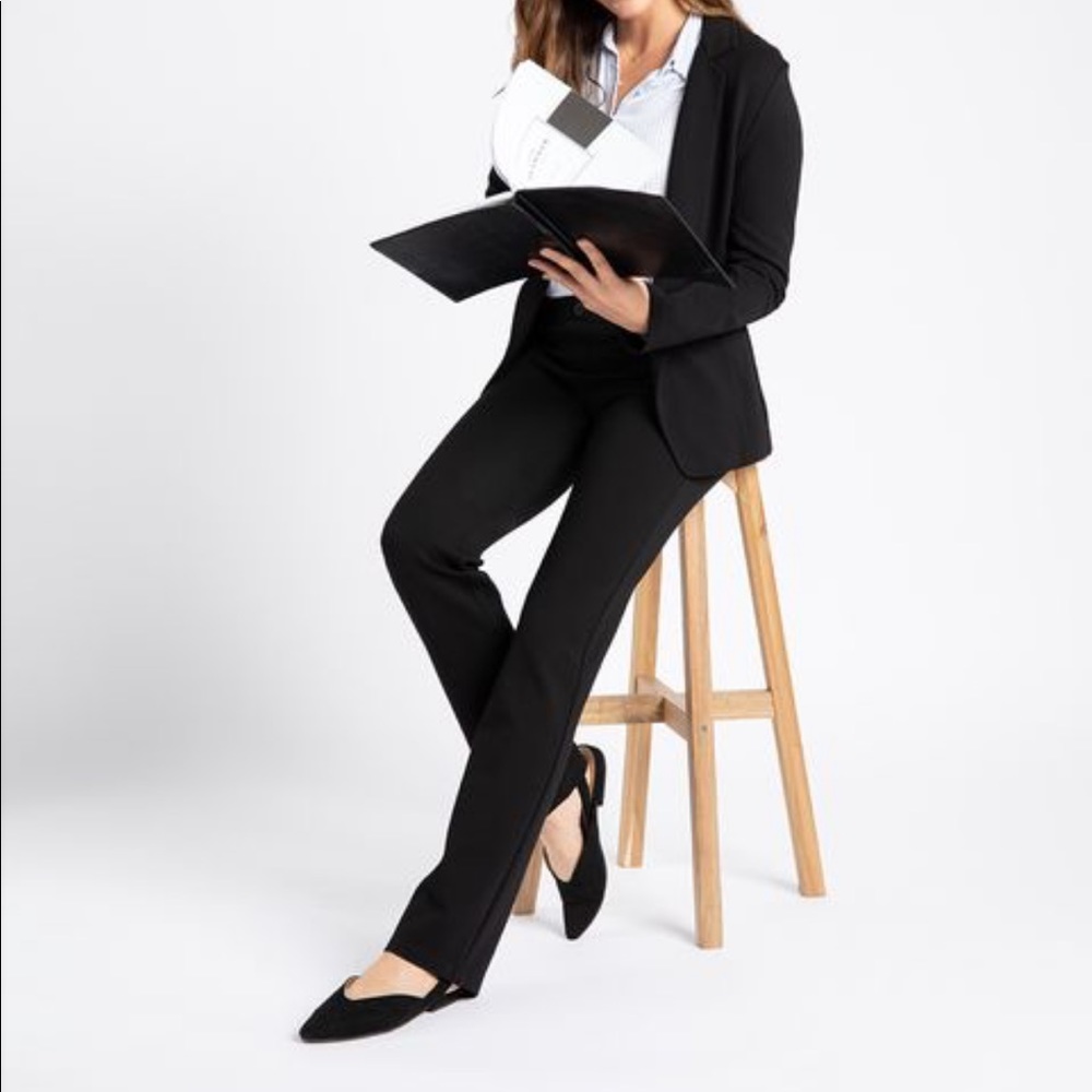 Betabrand XSP Black Dress Pants Yoga Black Straight Leg